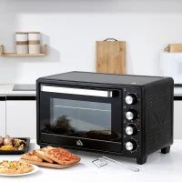 Fornetto Elettrico 32L Regolazione Temperatura e Timer, 3 Modalità di Cottura e Accessori, 1600W, 52.2x38.1x33.5cm, Nero