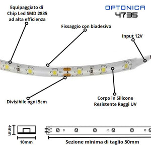 Striscia led verde optonica 4735 15mt impermeabile e dimmerabile