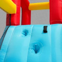 Castello gonfiabile multiuso con scivolo d'acqua, trampolino, canestro da basket e pistola ad acqua, 460x343x190 cm, Arancione