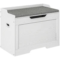 Panca Contenitore da 103L Multifunzione in Legno con Cuscino in Tessuto, 75x40x56cm, Bianco