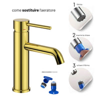 Miscelatori bagno lavabo e bidet serie jazz con leva in metallo e piletta facile installazione *** finitura- oro luci...