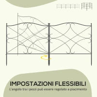 Recinzione Esterna a 5 Pannelli in Metallo con Paletti, 305x62 cm, Nera