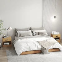 Set di 2 Comodini con Cassetto e Scomparto Aperto per Salotto 39x28x41 cm Naturale