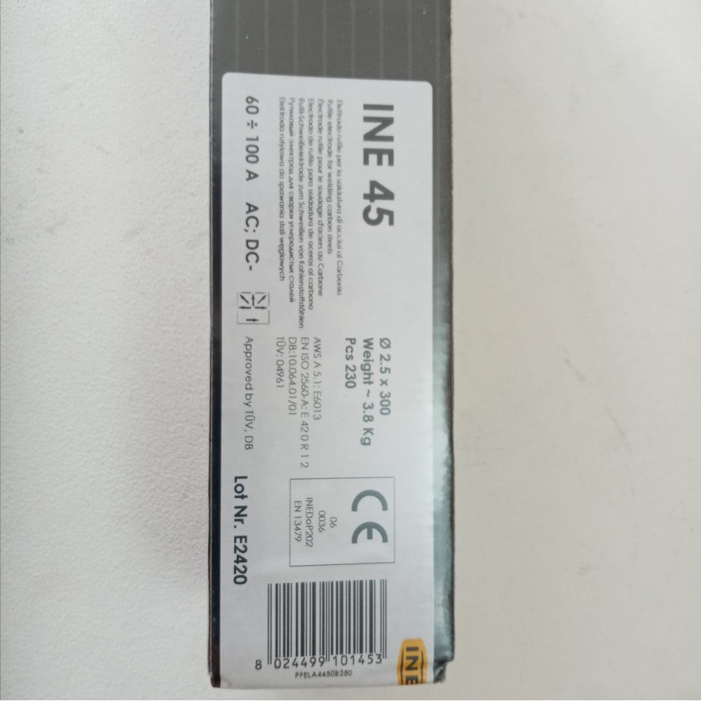 Elettrodo rutile ine 45 e6013 da 2,5 x 300mm colore grigio per la saldatura di acciaio al carbonio - 230pz