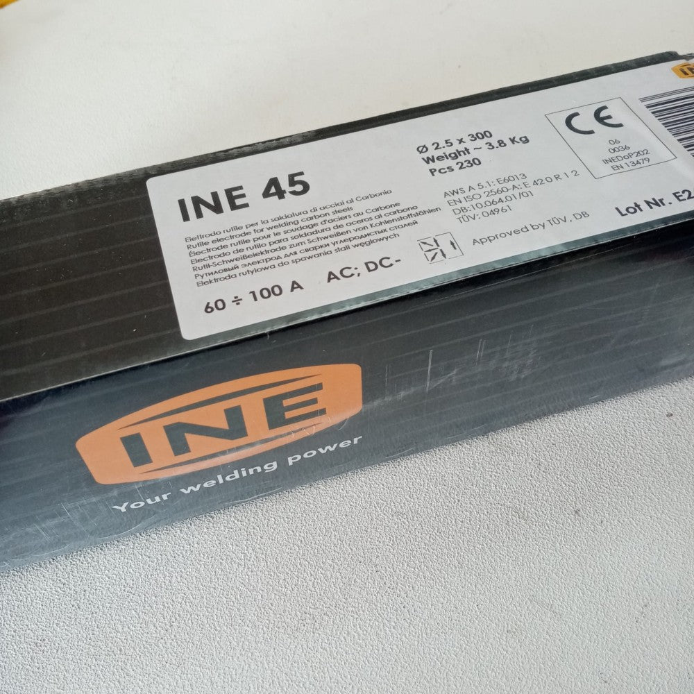 Elettrodo rutile ine 45 e6013 da 2,5 x 300mm colore grigio per la saldatura di acciaio al carbonio - 230pz