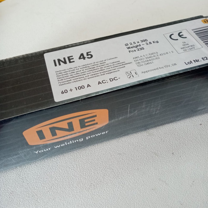 Elettrodo rutile ine 45 e6013 da 2,5 x 300mm colore grigio per la saldatura di acciaio al carbonio - 230pz