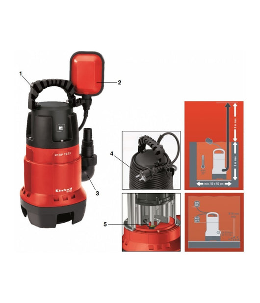 Elettropompa Immersione Einhell Gh-dp 7835 Pompa Acque Sporche Scure Sommersa         