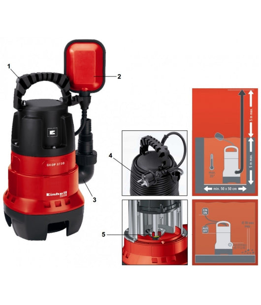 Elettropompa Pompa Ad Immersione Einhell Gh Dp 3730 Per Acque Scure 370 Watt         