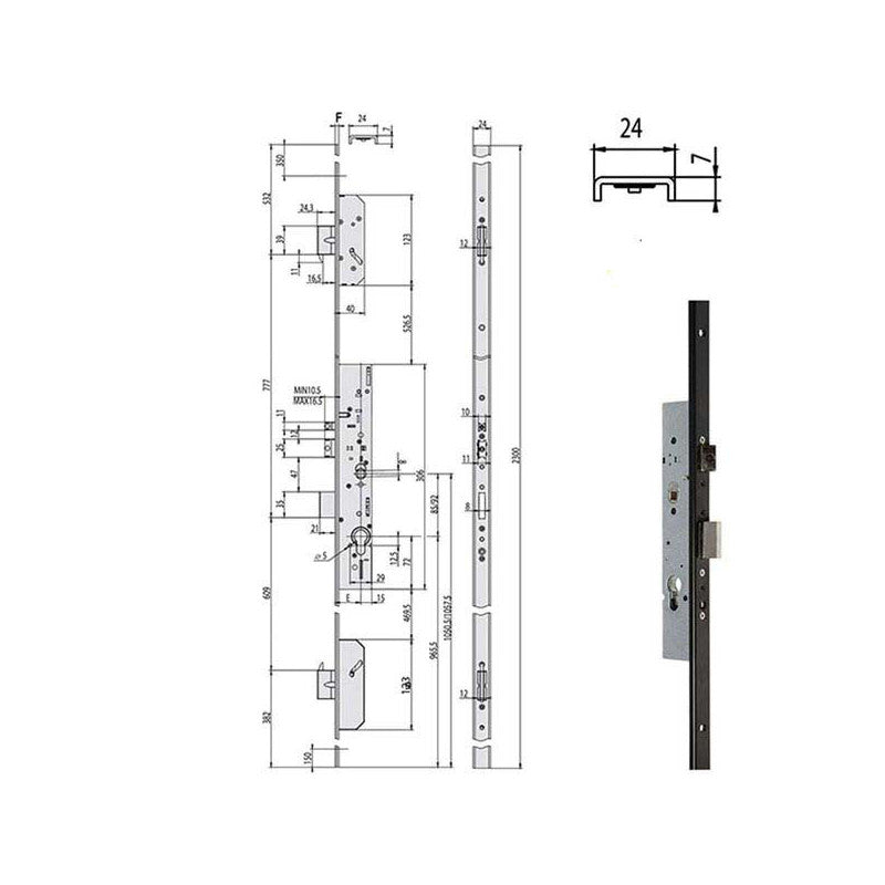 Elettroserratura Inf.Multipunto 19426-25-0 Cisa