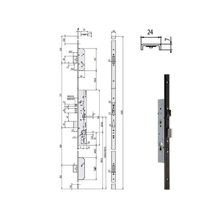 Elettroserratura Inf.Multipunto 19526-25-0 Cisa