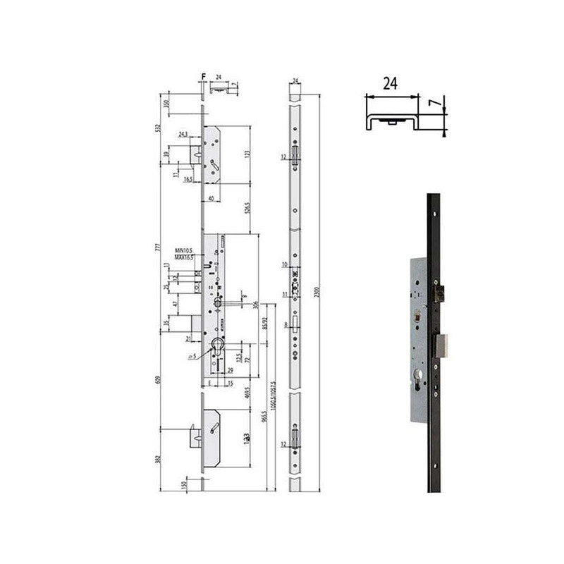 Elettroserratura Inf.Multipunto 19526-30-0 Cisa