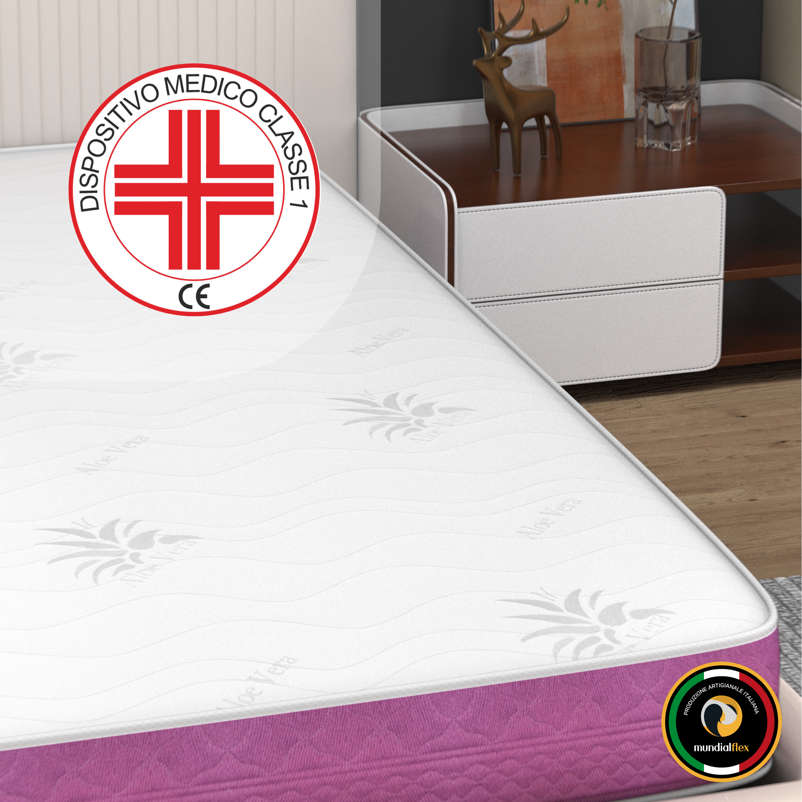 Materasso Memory Una Piazza e Mezza 120x190 Alto 18 cm – Rivestimento Aloe Vera, Traspirante, Ipoallergenico – Ortopedico, Certificato Medico – Made in Italy | Aurora