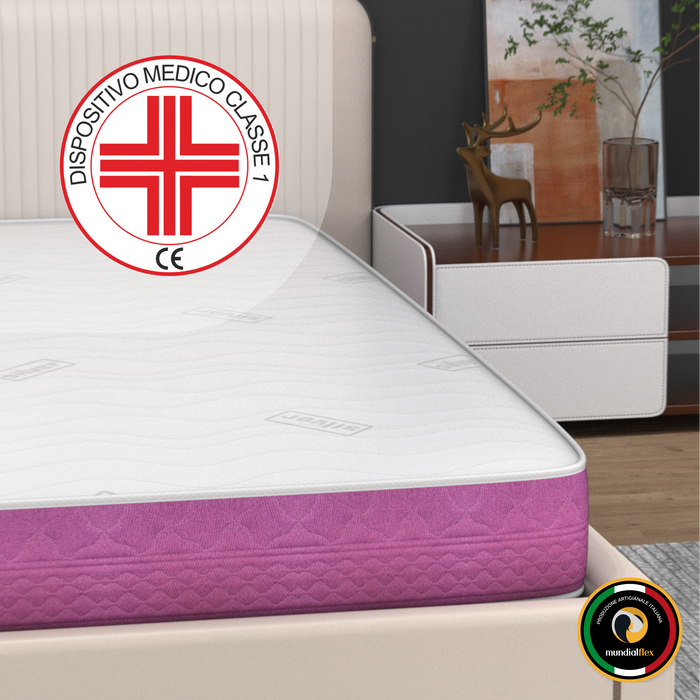 Materasso Memory Alla Francese 140x200 cm Alto 16 cm – Ortopedico, Traspirante, Rivestimento Silver Antibatterico - Materasso 100% Made in Italy | Alba