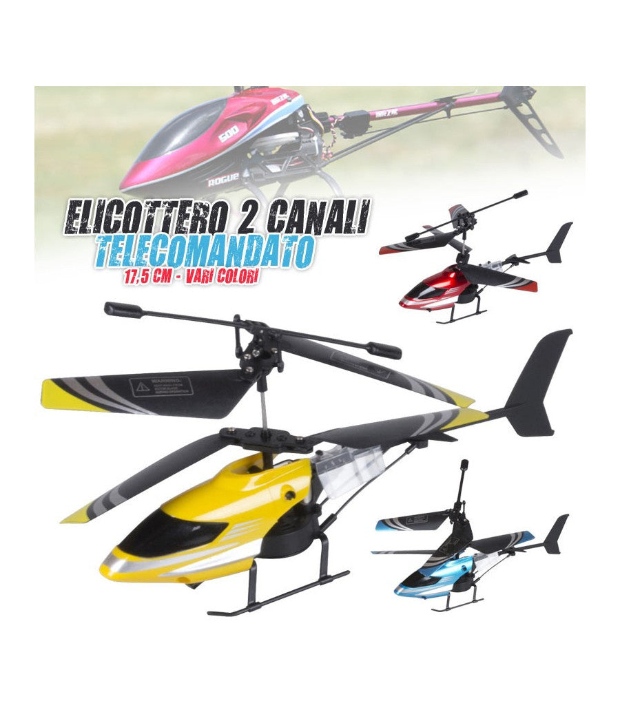 Elicottero Telecomandato 2 Canali Lungo 20 Cm Uso Interno Esterno Vari Colori         