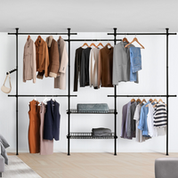 IDMarket - ELIOT armadio telescopico estensibile 209/305 cm 5 armadi + 2 cestini in metallo nero