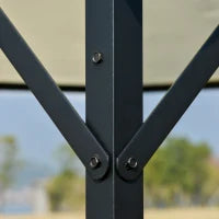 Gazebo da Giardino 3x3m in Metallo con Doppio Tettuccio, Bianco e Crema