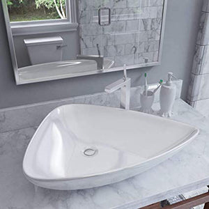 Lavabo da appoggio ceramica bianco triangolare arredo bagno 68x47,5x12,5 cm
