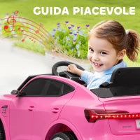 Macchina Elettrica per Bambini 12V con Telecomando, Velocità 3-8km/h, Luci e Musica, Età 3-5 Anni, Rosa