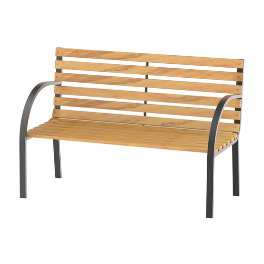 Emilia - Panchina da giardino 2 posti in acciaio polverizzato e legno naturale. Panchina da esterno in stile moderno panca da balcone 122x60x80h cm