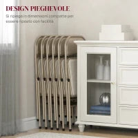 Set di 6 Sedie Pieghevoli Moderne in Acciaio e Poliestere, 45x46x78 cm, Beige