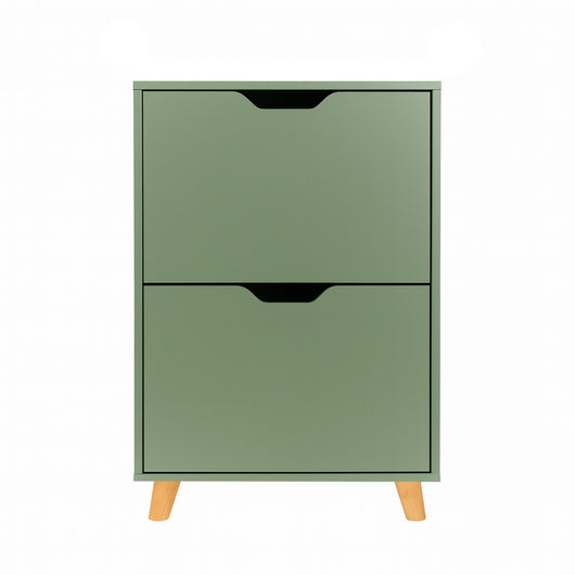 Emma - Scarpiera Salvaspazio 2 Ante 55x82x25 cm 12 Paia in Legno Salvia