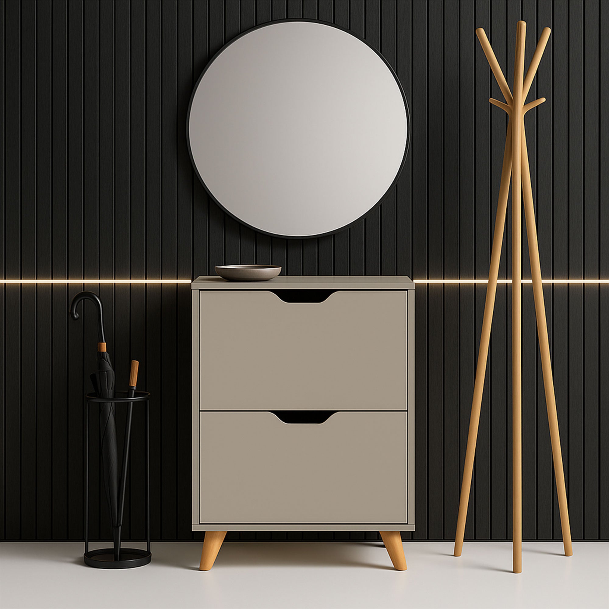 Emma - Scarpiera Salvaspazio 2 Ante 55x82x25 cm 12 Paia in Legno Tortora