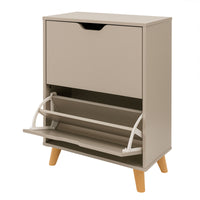 Emma - Scarpiera Salvaspazio 2 Ante 55x82x25 cm 12 Paia in Legno Tortora