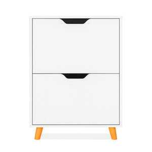 Emma - Scarpiera Salvaspazio 2 Ante 55x82x25 cm 12 Paia in Legno Bianco