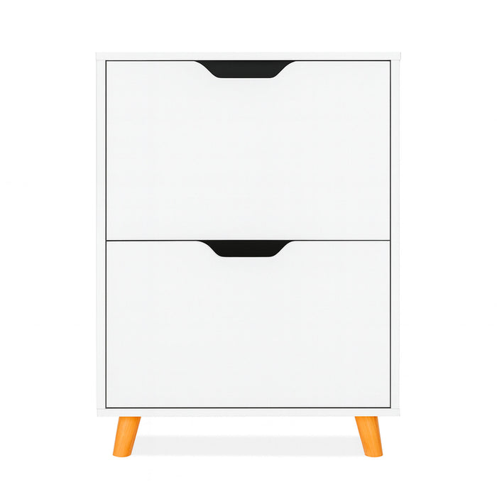 Emma - Scarpiera Salvaspazio 2 Ante 55x82x25 cm 12 Paia in Legno Bianco