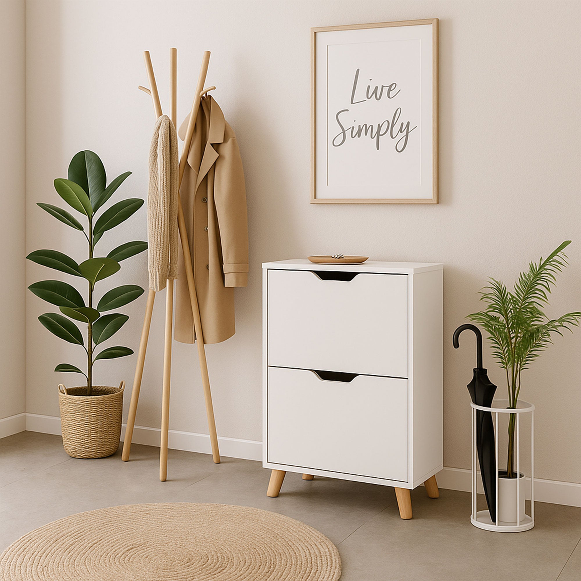 Emma - Scarpiera Salvaspazio 2 Ante 55x82x25 cm 12 Paia in Legno Bianco