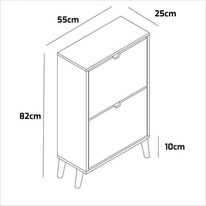 Emma - Scarpiera Salvaspazio 2 Ante 55x82x25 cm 12 Paia in Legno Bianco