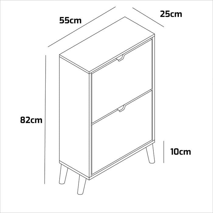 Emma - Scarpiera Salvaspazio 2 Ante 55x82x25 cm 12 Paia in Legno Bianco