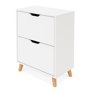 Emma - Scarpiera Salvaspazio 2 Ante 55x82x25 cm 12 Paia in Legno Bianco