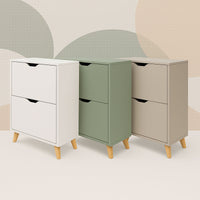 Emma - Scarpiera Salvaspazio 2 Ante 55x82x25 cm 12 Paia in Legno Bianco