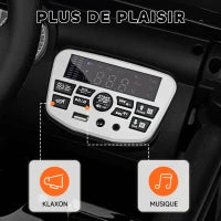 Auto elettrica per bambini UTV con telecomando 2,4G, 2 motori da 12V, musica, clacson, luci LED, 100x63x65cm, nero