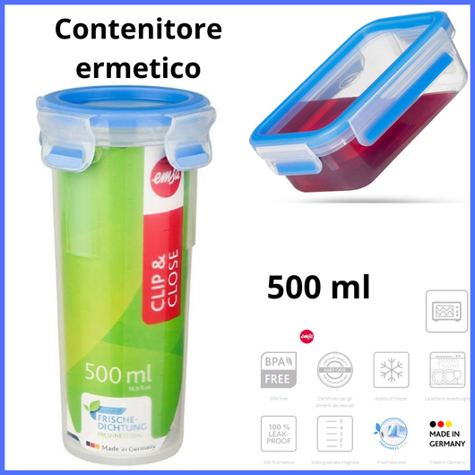 contenitore in plastica ermetico da cucina per frigo con coperchio graduato emsa