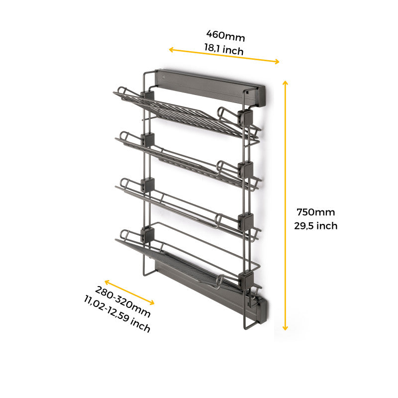 Emuca Appendiabiti estraibile Quartz, Tecnoplastica e Alluminio, Titanio