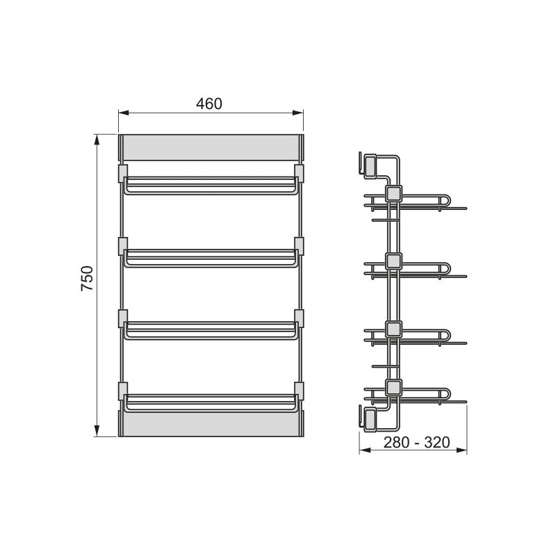 Emuca Appendiabiti estraibile Quartz, Tecnoplastica e Alluminio, Titanio