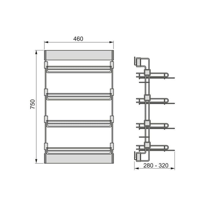Emuca Appendiabiti estraibile Quartz, Tecnoplastica e Alluminio, Titanio
