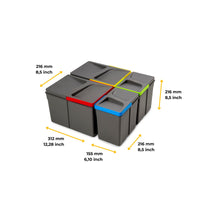 Emuca Base per contenitori per cassetti da cucina Recycle, 3 scomparti, modulo 800 mm, Grigio antracite Tecnoplastica