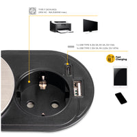 Emuca Caricabatterie wireless Airtop 2, con USB A, D.60mm, 5V DC / 2.1A (USB-10W/Qi-10W), Tecnoplastica, Nero
