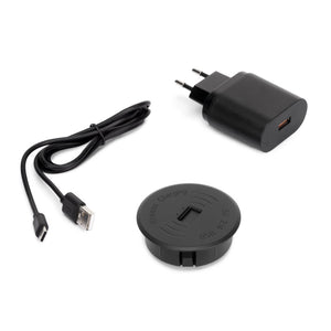 Emuca Caricabatterie wireless nascosto Airtop 2, D.60mm, 5V DC 2A (Qi-10W), Tecnoplastica, Nero