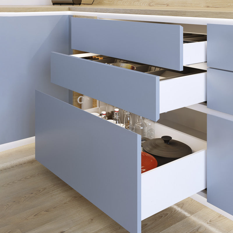 Emuca Cassetto esterno Protone 30kg, guide di estrazione totale con una chiusura soft, altezza 131mm, profondità 350m..