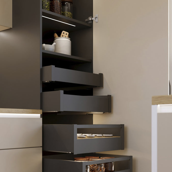 Emuca Cassetto esterno Protone 30kg, guide di estrazione totale con una chiusura soft, altezza 131mm, profondità 350m..