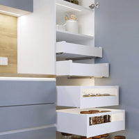 Emuca Cassetto esterno Protone 30kg, guide di estrazione totale con una chiusura soft, altezza 93mm, profondità 300mm..