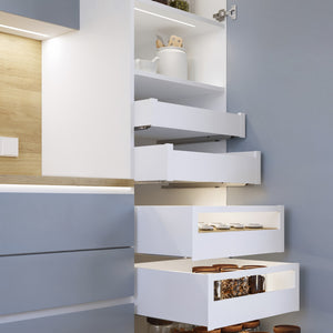 Emuca Cassetto esterno Protone 30kg, guide di estrazione totale con una chiusura soft, altezza 93mm, profondità 500mm..