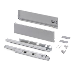 Emuca Cassetto esterno Vertex con regolazione 3D altezza 131mm, 40kg, profondità 350mm, Acciaio, Grigio antracite