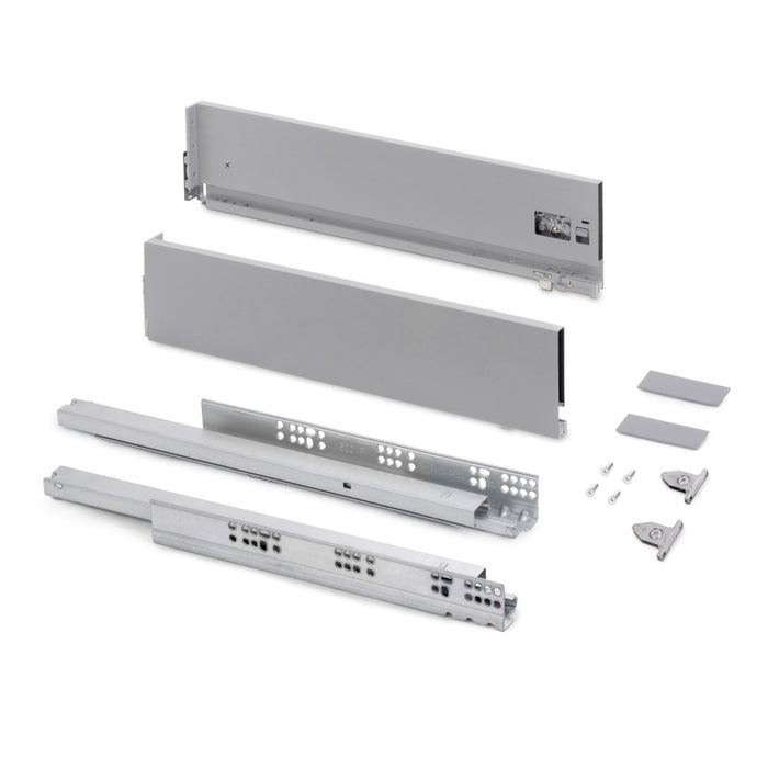 Emuca Cassetto esterno Vertex con regolazione 3D altezza 131mm, 40kg, profondità 350mm, Acciaio, Grigio antracite