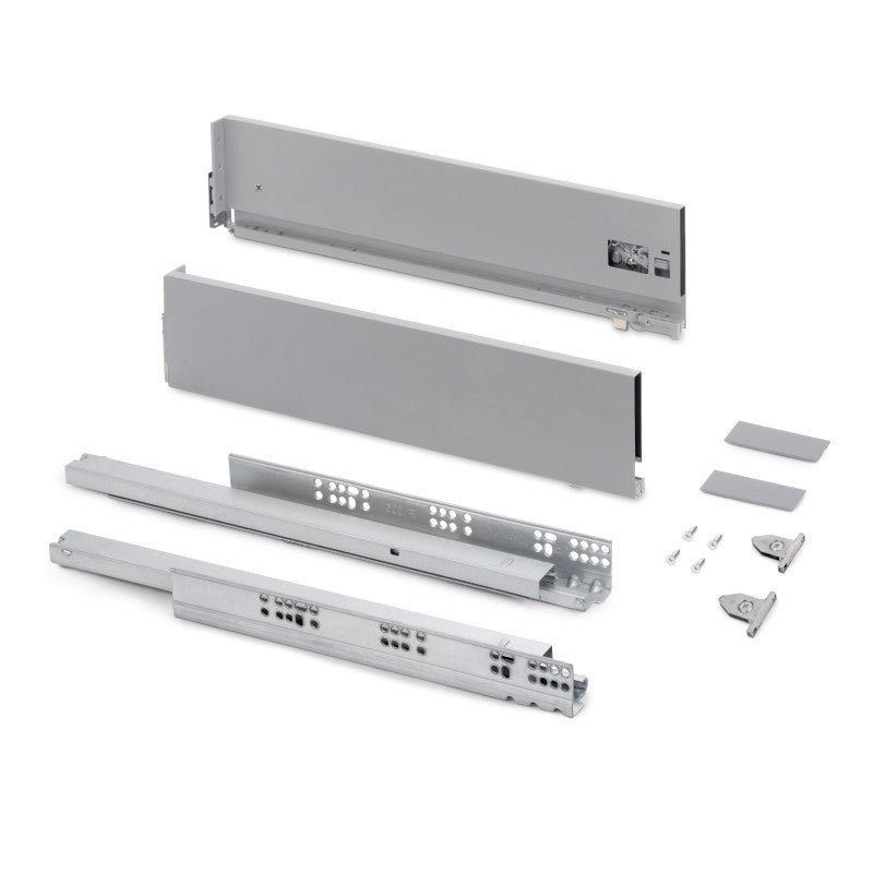 Emuca Cassetto esterno Vertex con regolazione 3D altezza 131mm, 40kg, profondità 350mm, Acciaio, Grigio antracite