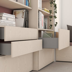 Emuca Cassetto esterno Vertex con regolazione 3D altezza 131mm, 40kg, profondità 350mm, Acciaio, Grigio antracite